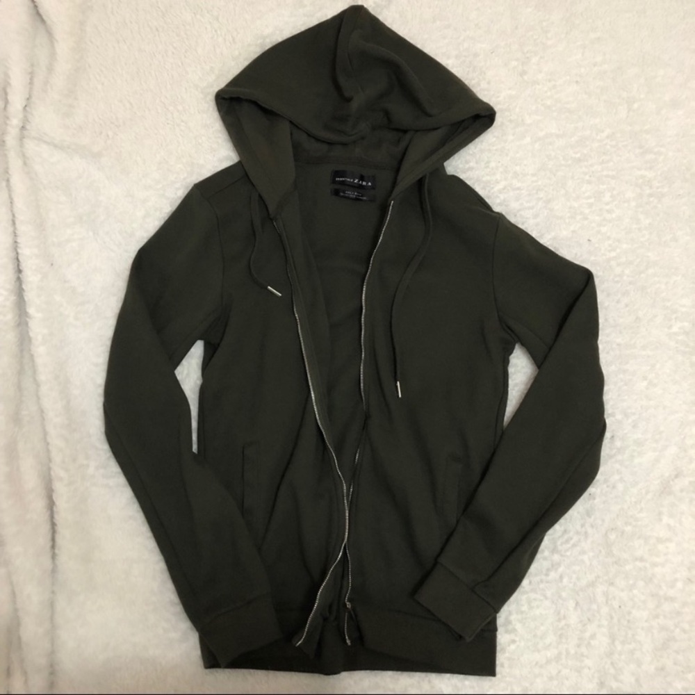 Zara green zip up hoodie